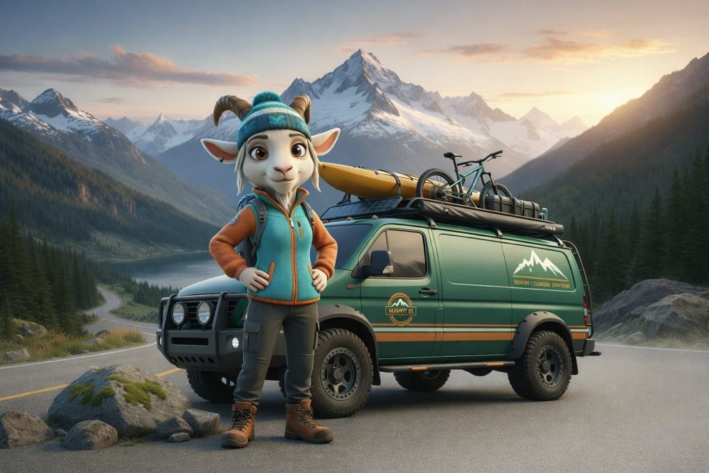 Summit Sally, BC Rumble Animal mountain goat on a high alpine road in British Columbia | Rumble Canada